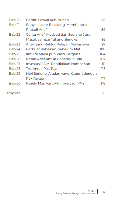 Buku Arief Sang Rektor Pelayan Mahasiswa Memoar Perjalanan Karier, Wawasan, Serta Filosofi Hidup yang Bermakna - Gambar 3